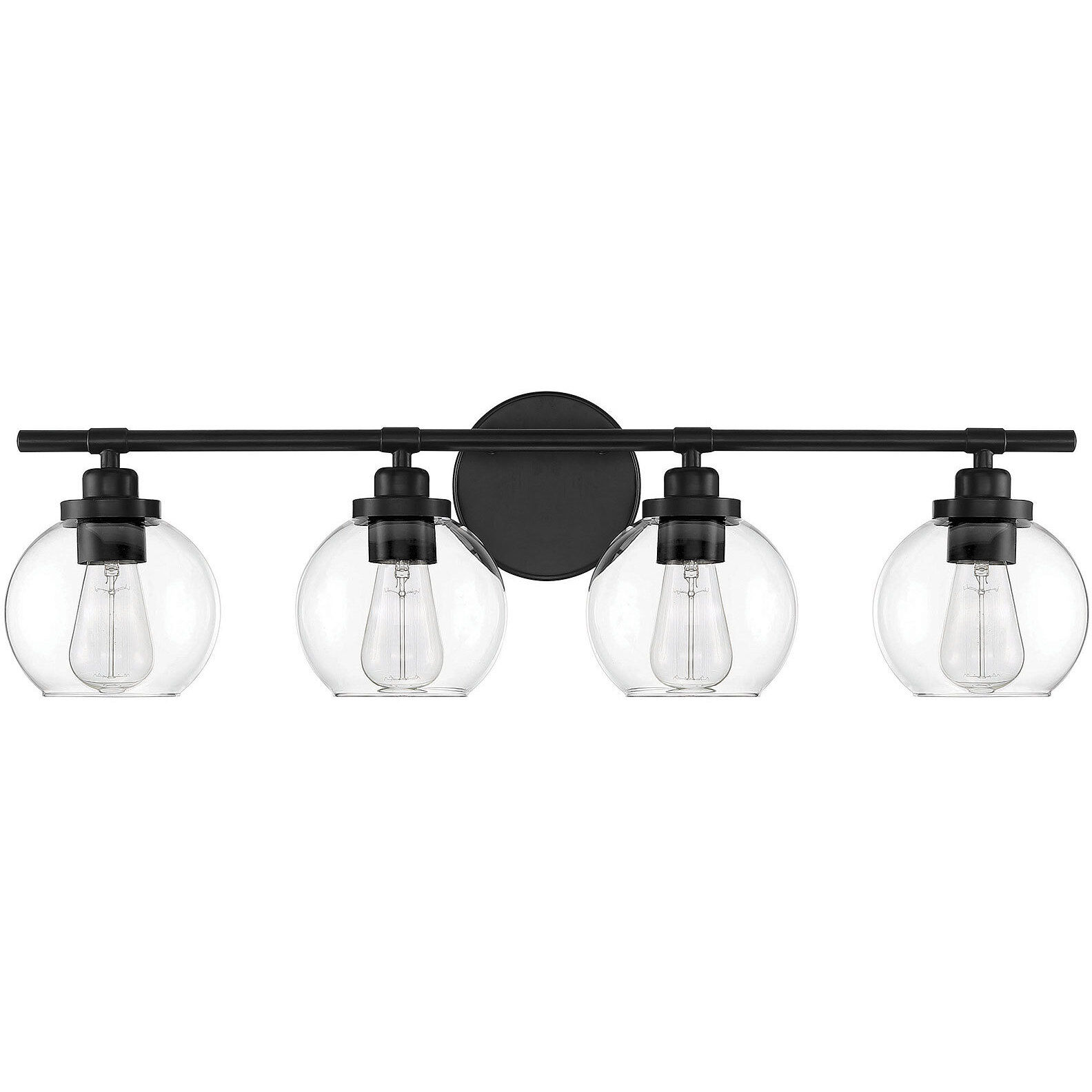 Carson 4 Light 30 inch Black Bathroom Vanity Light Wall Light, Essentials
