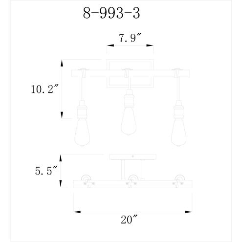 Burgess 3 Light 20 inch Durango Bathroom Vanity Light Wall Light