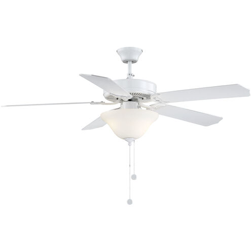 First Value 52 inch White with White and Weathered Patina Blades Ceiling Fan in Frosted Opal