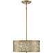 New Haven 3 Light 14 inch Burnished Brass Covertible SemiFlush Ceiling Light