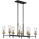 Marcello 8 Light 38 inch Black with Warm Brass Accents Linear Chandelier Ceiling Light