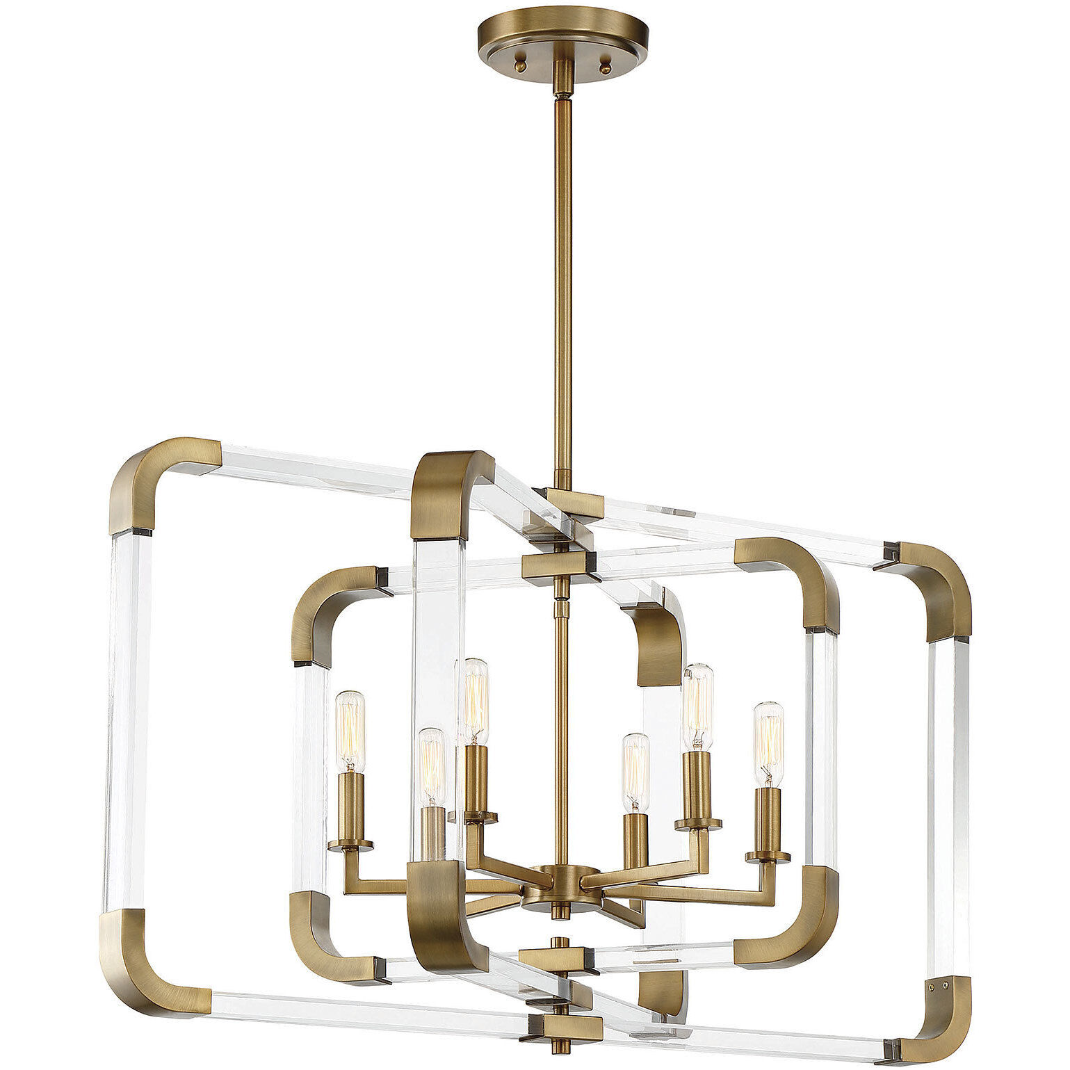 Rotterdam 6 Light 24.75 inch Warm Brass Pendant Ceiling Light, Essentials