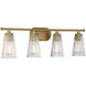 Chantilly 4 Light 30.5 inch Warm Brass Bathroom Vanity Light Wall Light, Essentials