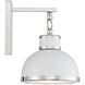 Corning 1 Light 8 inch White with Polished Nickel Accents Wall Sconce Wall Light in White/Polished Nickel