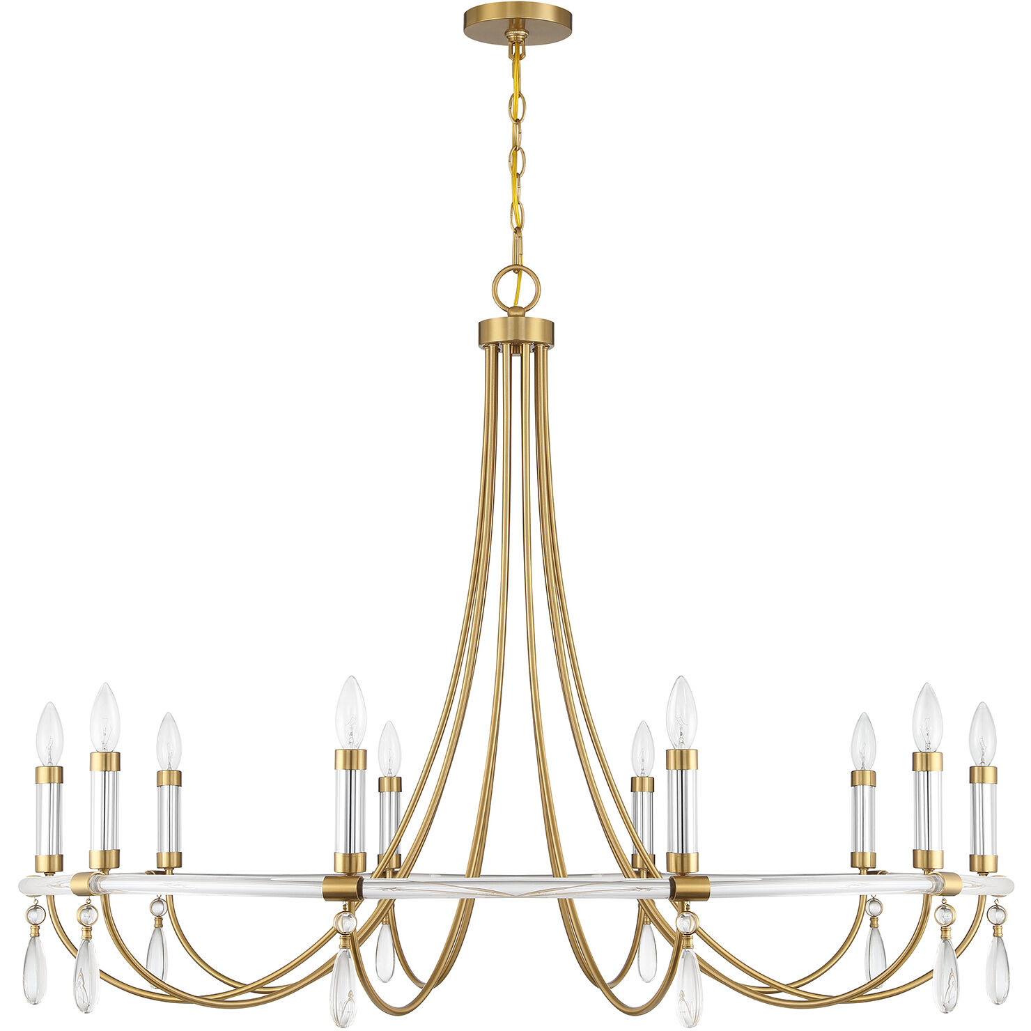 Mayfair 10 Light 45 inch Warm Brass with Chrome Accents Chandelier Ceiling Light