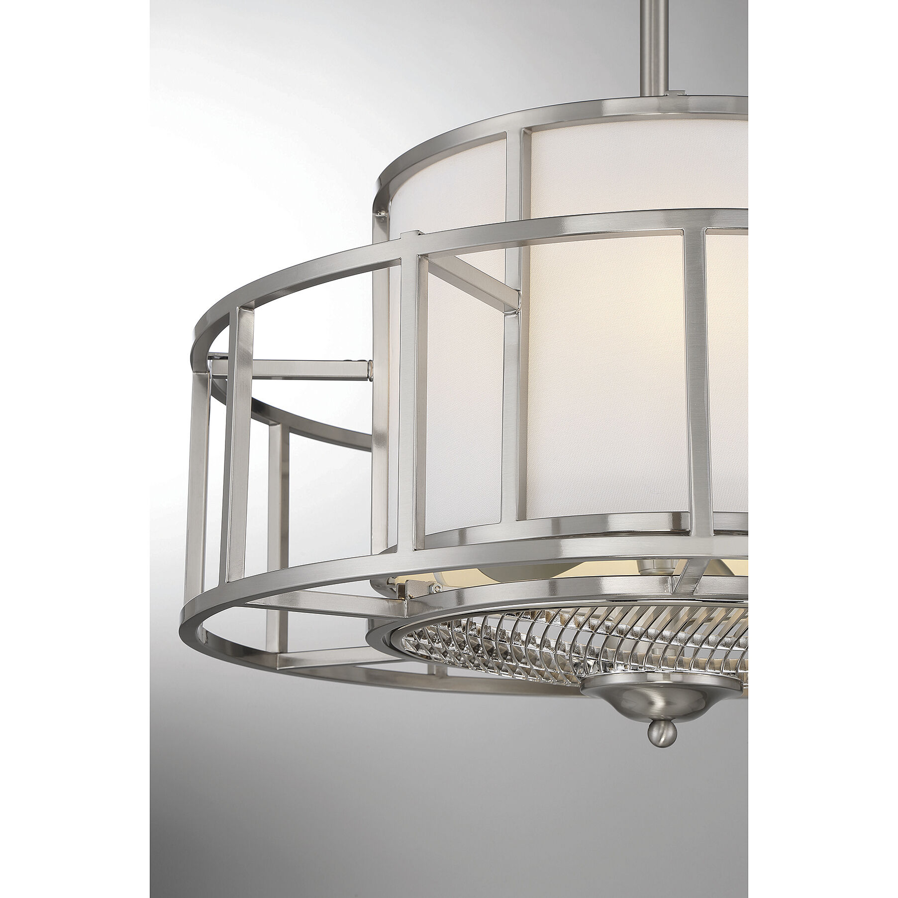 Oslo 12 inch Satin Nickel with Silver Blades Fan D'Lier