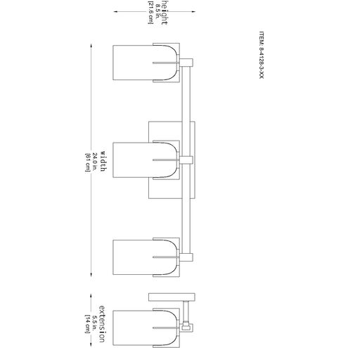 Caldwell 3 Light 24 inch Satin Nickel Bathroom Vanity Light Wall Light