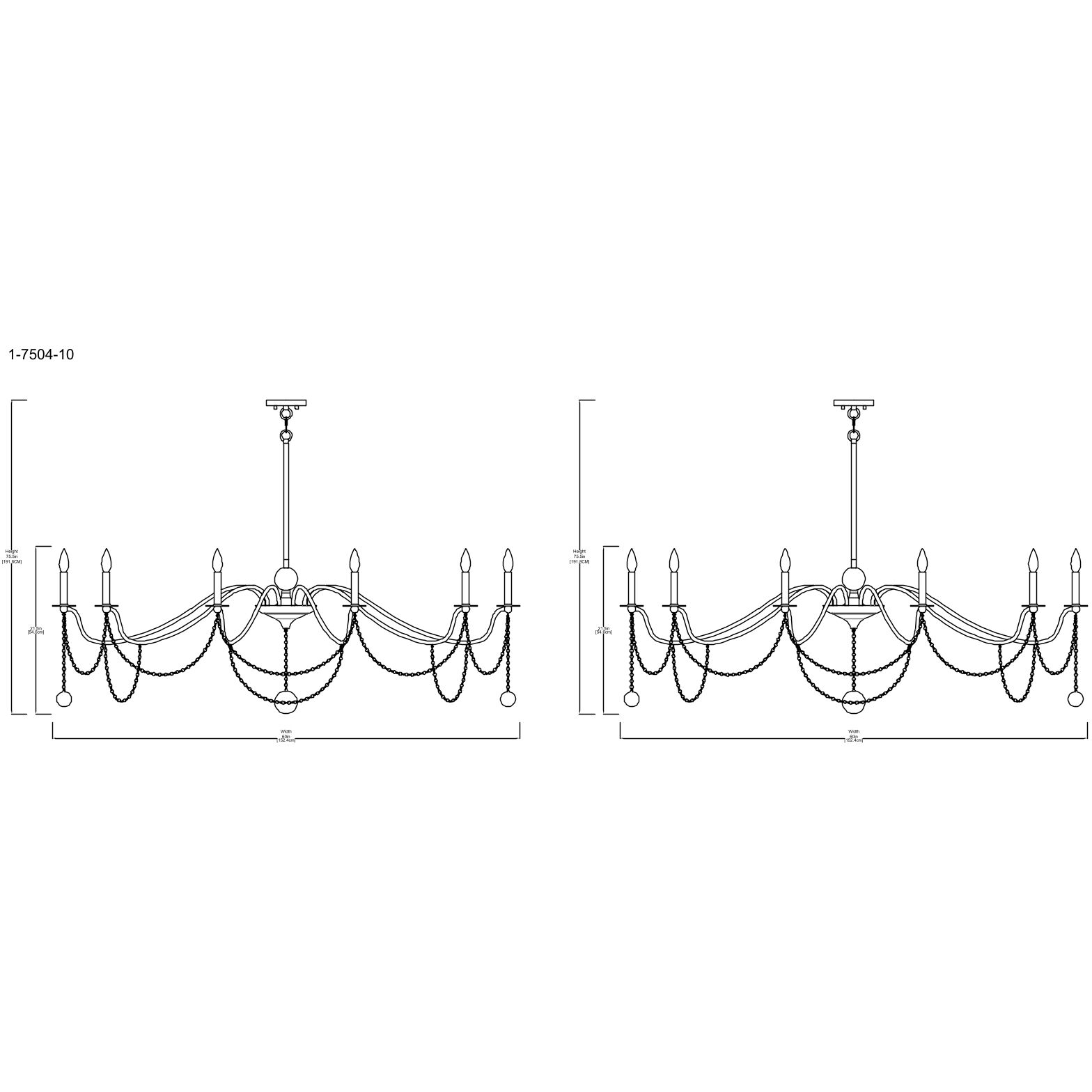 Savoy House 1-7504-10-322 Mariposa 10 Light 60 inch Warm Brass