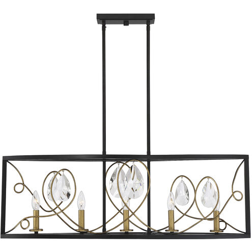 Suave 5 Light 37 inch Como Black with Gold Linear Chandelier Ceiling Light