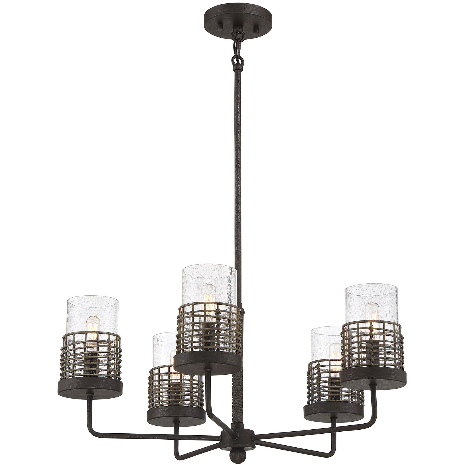 Granada 5 Light 25 inch Gunsmoke with Gray Rattan Chandelier Ceiling Light