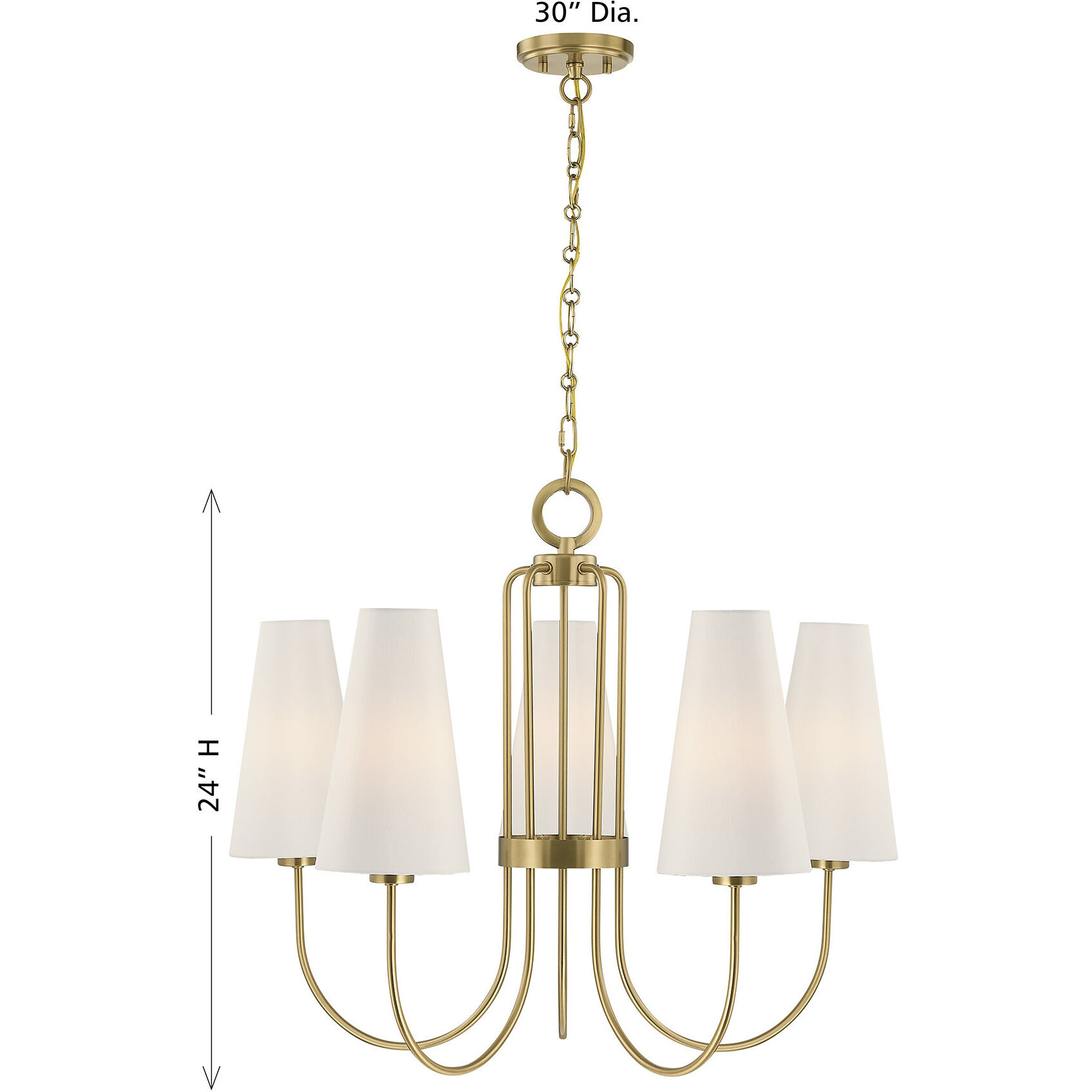 Wilkes 5 Light 30 inch Warm Brass Chandelier Ceiling Light