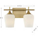 Octave 2 Light 13.75 inch Warm Brass Bathroom Vanity Light Wall Light, Essentials