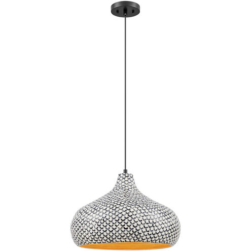 Jade 1 Light 18 inch Black and White Shell Pendant Ceiling Light