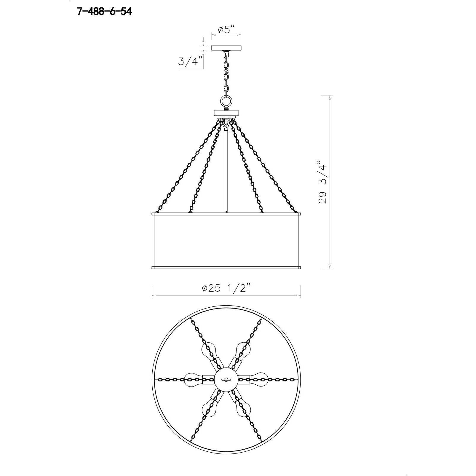 Rochester 6 Light 25 inch Gold Patina Pendant Ceiling Light
