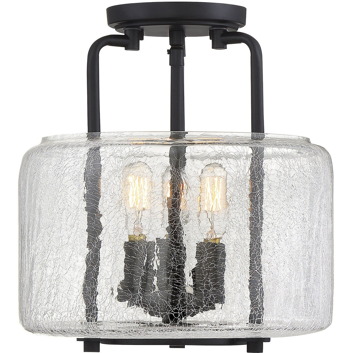 Avalon 3 Light 11.38 inch Matte Black Semi-Flush Ceiling Light, Essentials