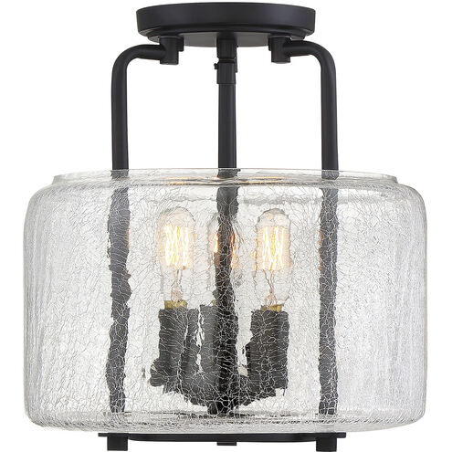 Avalon 3 Light 11.38 inch Matte Black Semi-Flush Ceiling Light, Essentials