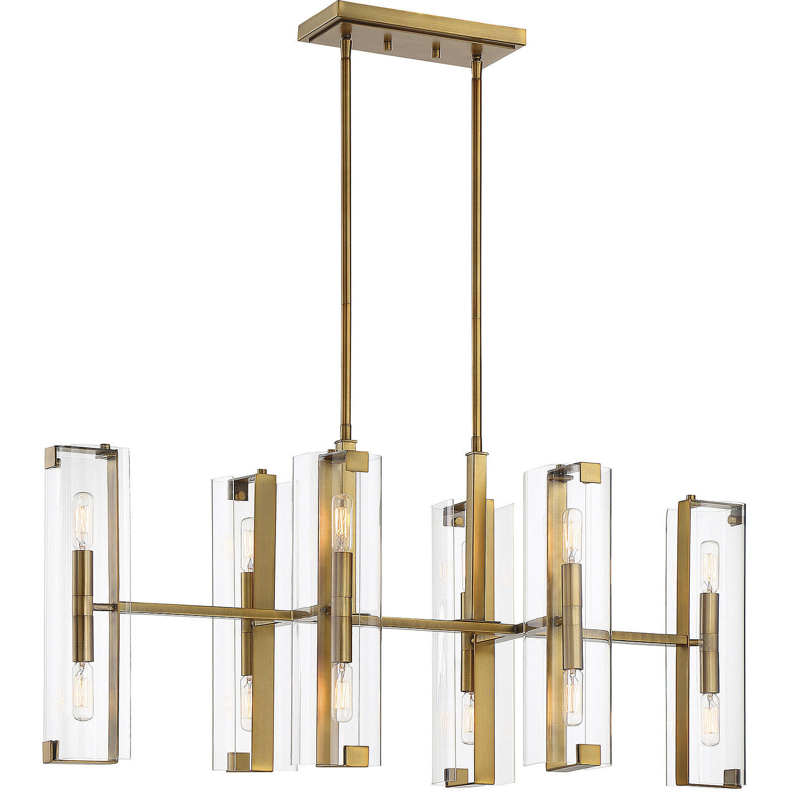 Winfield 12 Light 38 inch Warm Brass Linear Chandelier Ceiling Light, Essentials