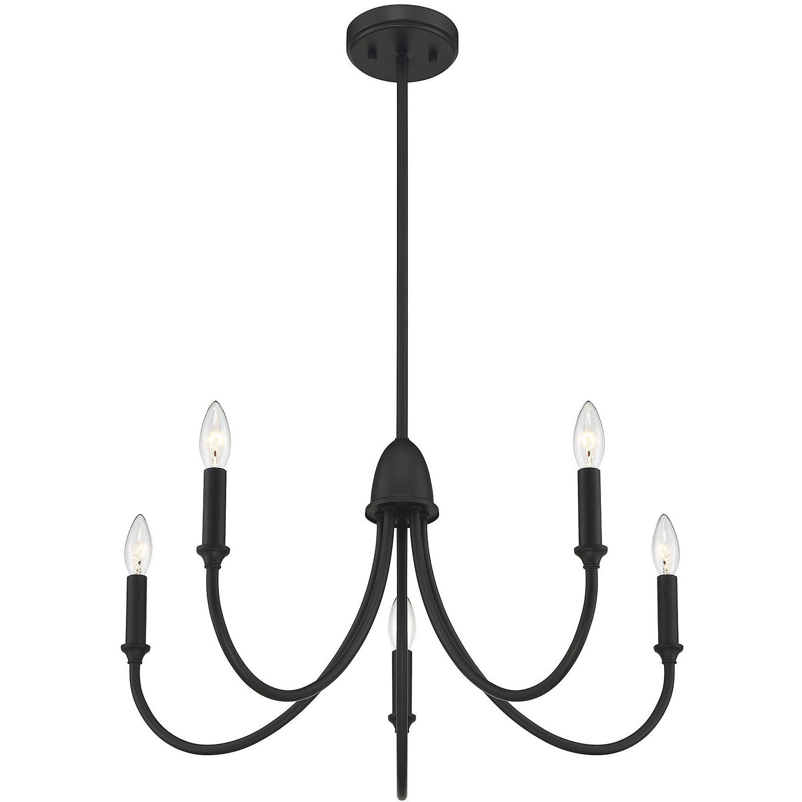 Cameron 5 Light 29 inch Matte Black Chandelier Ceiling Light, Essentials