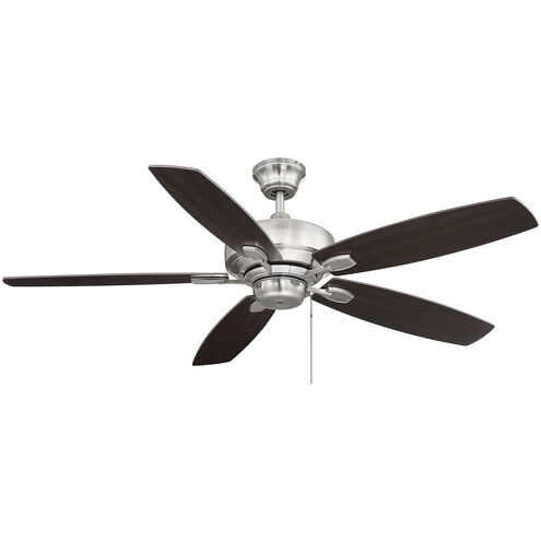 Wind Star 52 inch Brushed Pewter with Chestnut and Grey Wood Blades Ceiling Fan