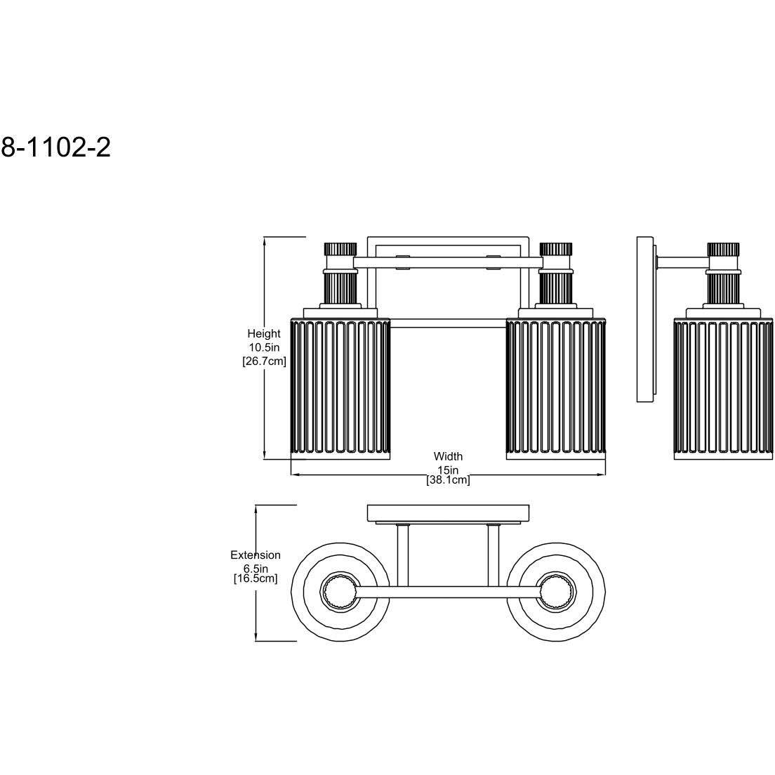 Concord 2 Light 15 inch Black with Warm Brass Accents Bathroom Vanity Light Wall Light