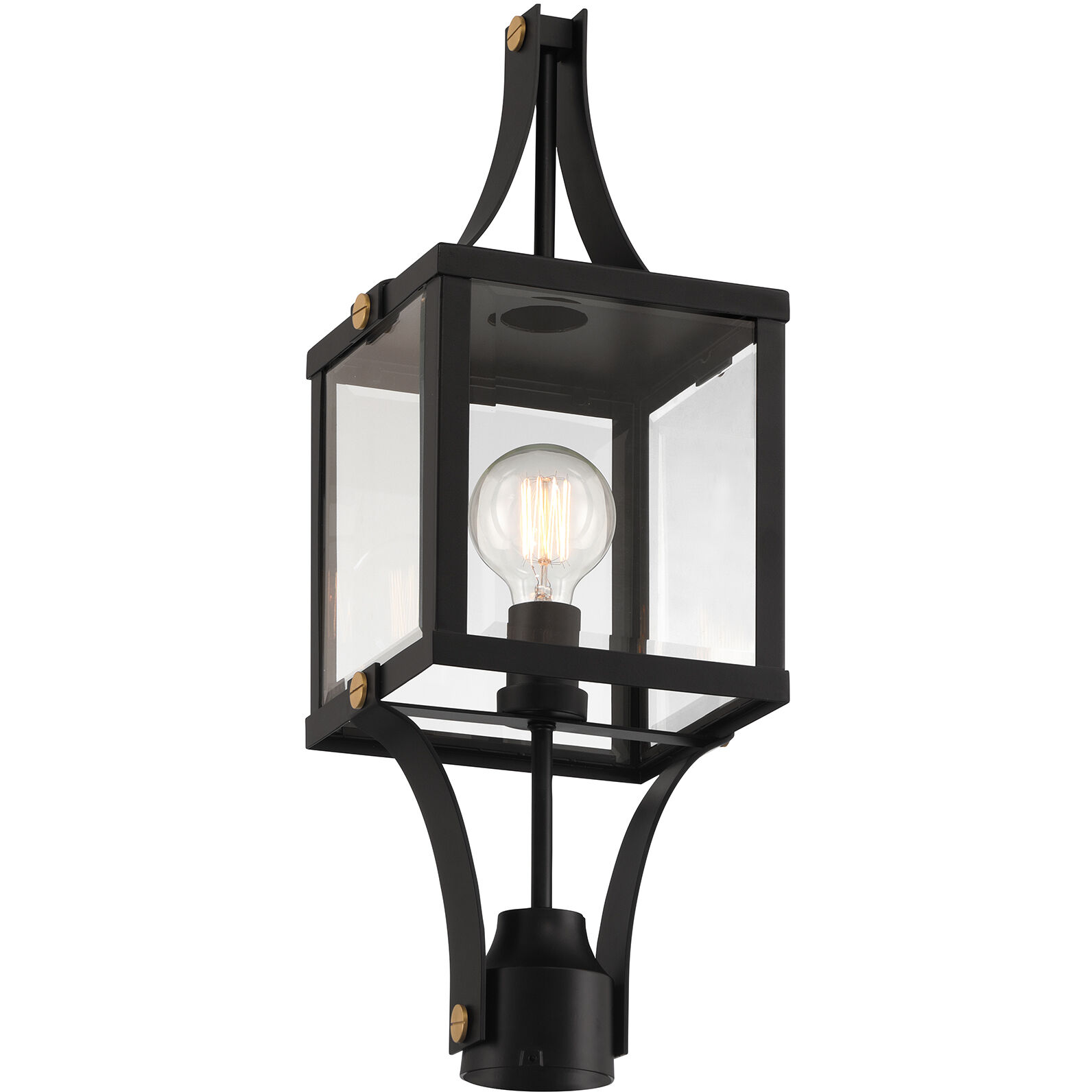 Raeburn 1 Light 23.5 inch Matte Black with Burnished Brass Accents Outdoor Post Lantern