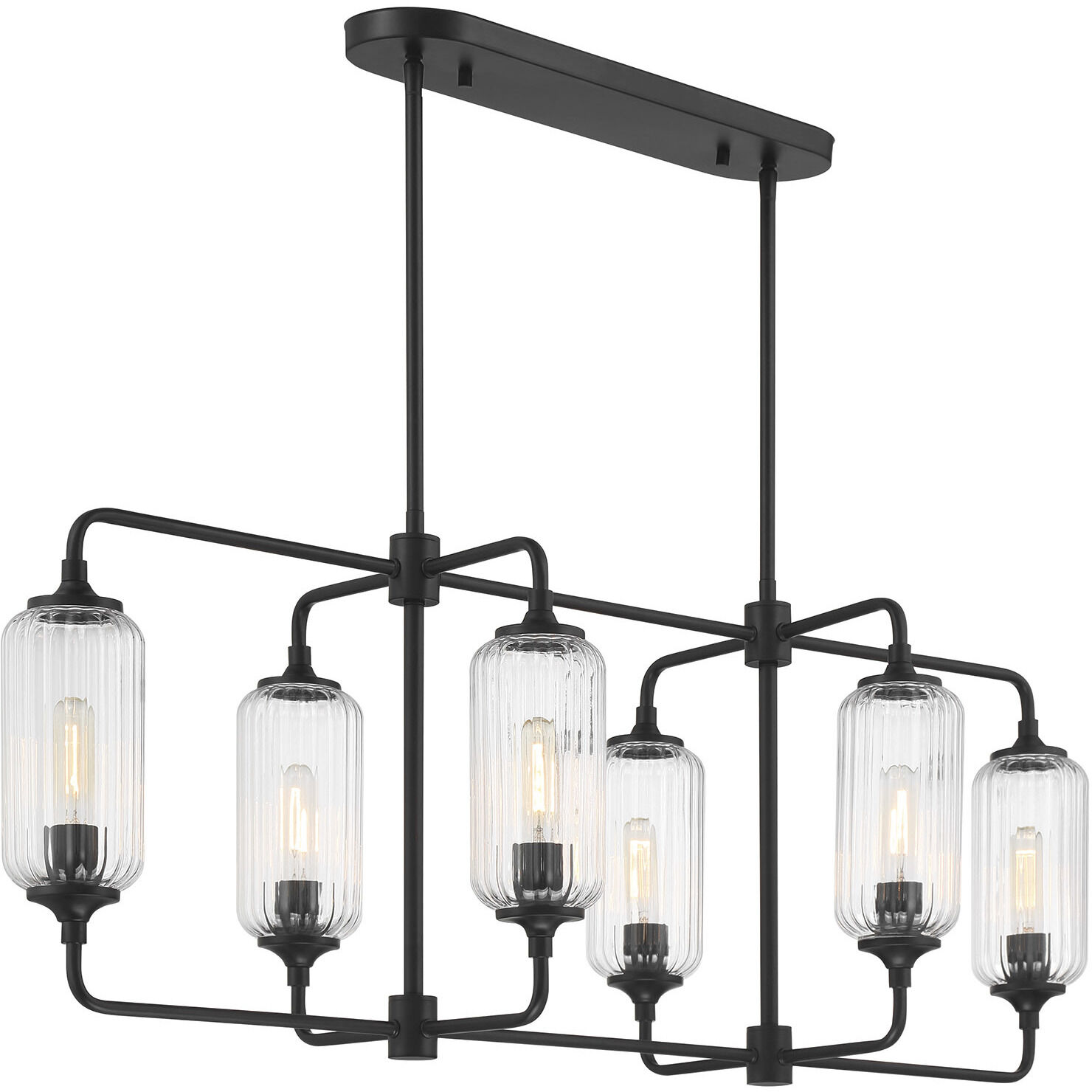 Holton Linear Chandelier Ceiling Light in Matte Black