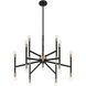 Rossi 18 Light 32 inch Matte Black with Warm Brass Chandelier Ceiling Light