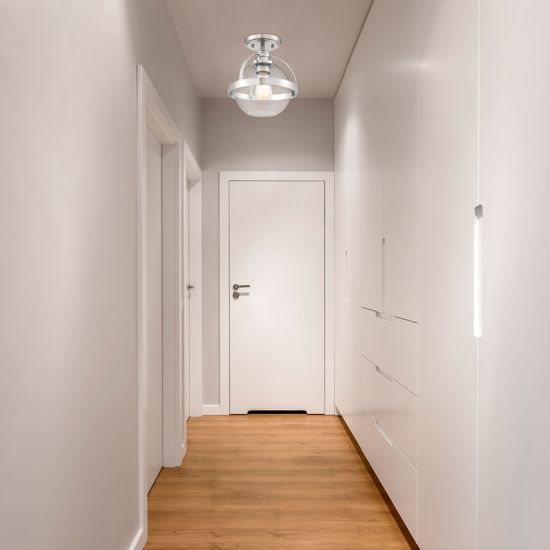 Pendleton 1 Light 9.38 inch Satin Nickel Semi-Flush Ceiling Light, Essentials