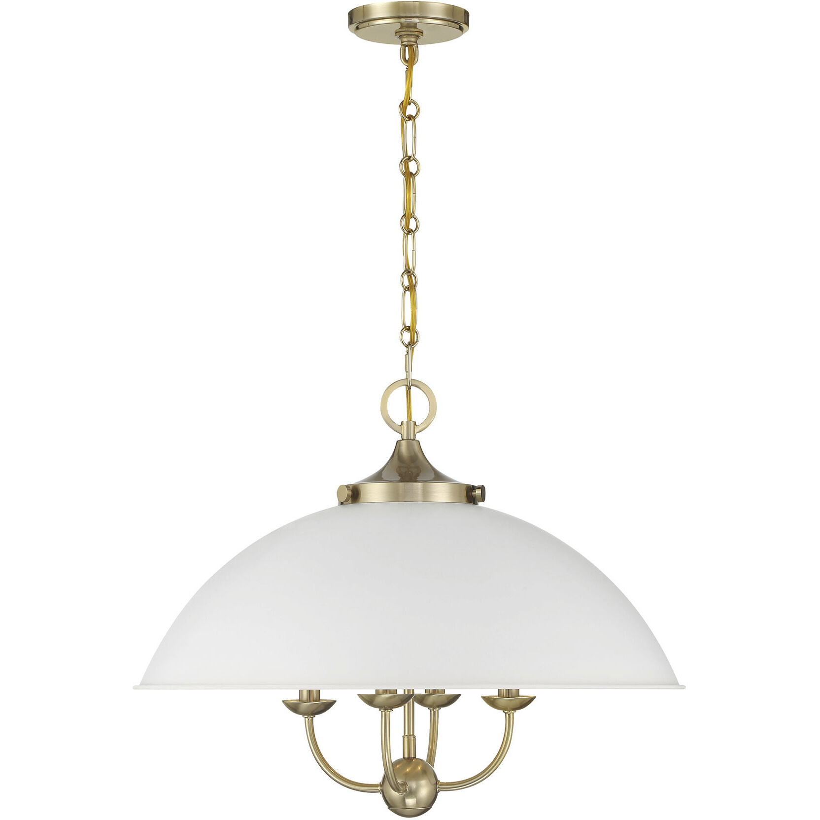 Monterey 4 Light 22 inch White and Warm Brass Pendant Ceiling Light in White/Warm Brass