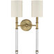 Fremont 2 Light 13 inch Warm Brass Wall Sconce Wall Light, Essentials