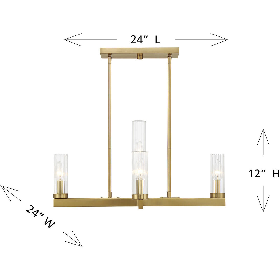 Carina 5 Light 24 inch Warm Brass Chandelier Ceiling Light