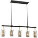 Dunbar 5 Light 40 inch Warm Brass with Bronze Linear Chandelier Ceiling Light
