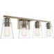 Brannon 4 Light 33.5 inch Noble Brass Vanity Light Wall Light