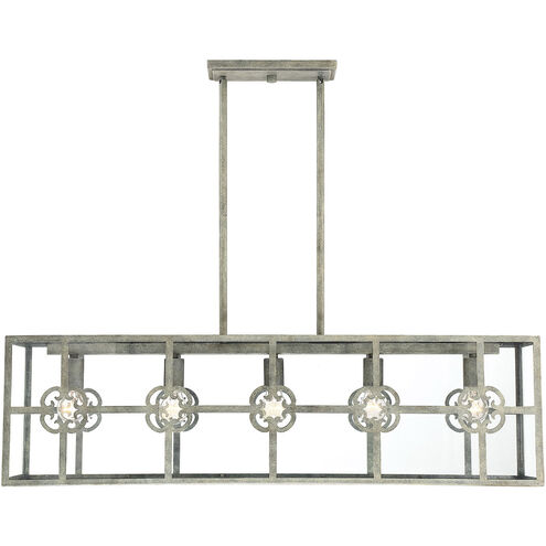 Dalton 5 Light 40 inch Misty Sky Linear Chandelier Ceiling Light