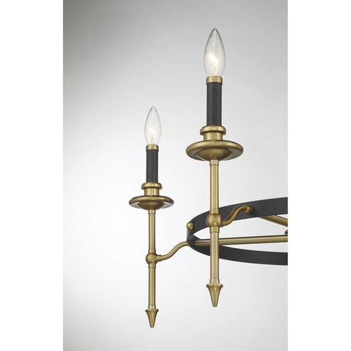 Consulate 5 Light 28 inch Matte Black and Warm Brass Chandelier Ceiling Light
