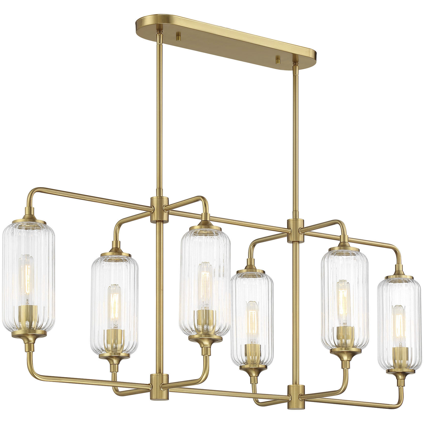 Holton Linear Chandelier Ceiling Light in Warm Brass