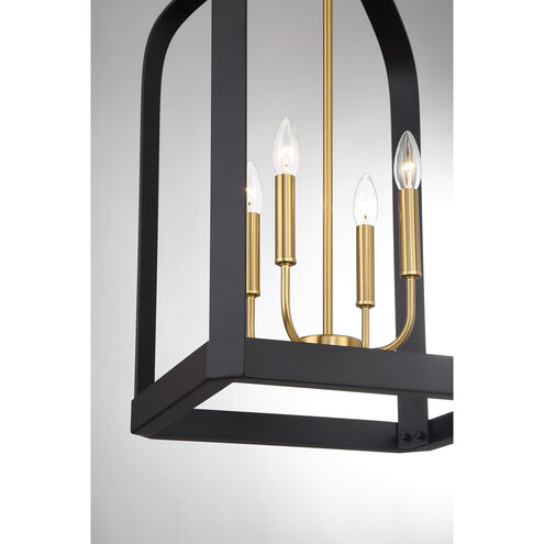 Sheffield 4 Light 15 inch Black with Warm Brass Accents Pendant Ceiling Light