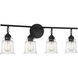 Fuller 4 Light 31.38 inch Matte Black Bathroom Vanity Light Wall Light, Lighting One