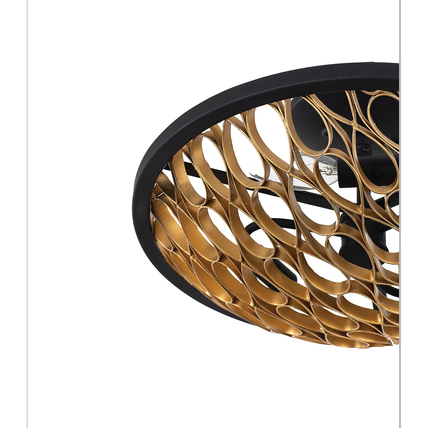 Savoy House 6 9353 3 46 Ventura 3 Light 16 inch Matte Black and Gold Semi Flush Ceiling Light