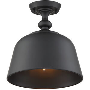 Berg 1 Light 12 inch Matte Black Semi-Flush Ceiling Light, Essentials