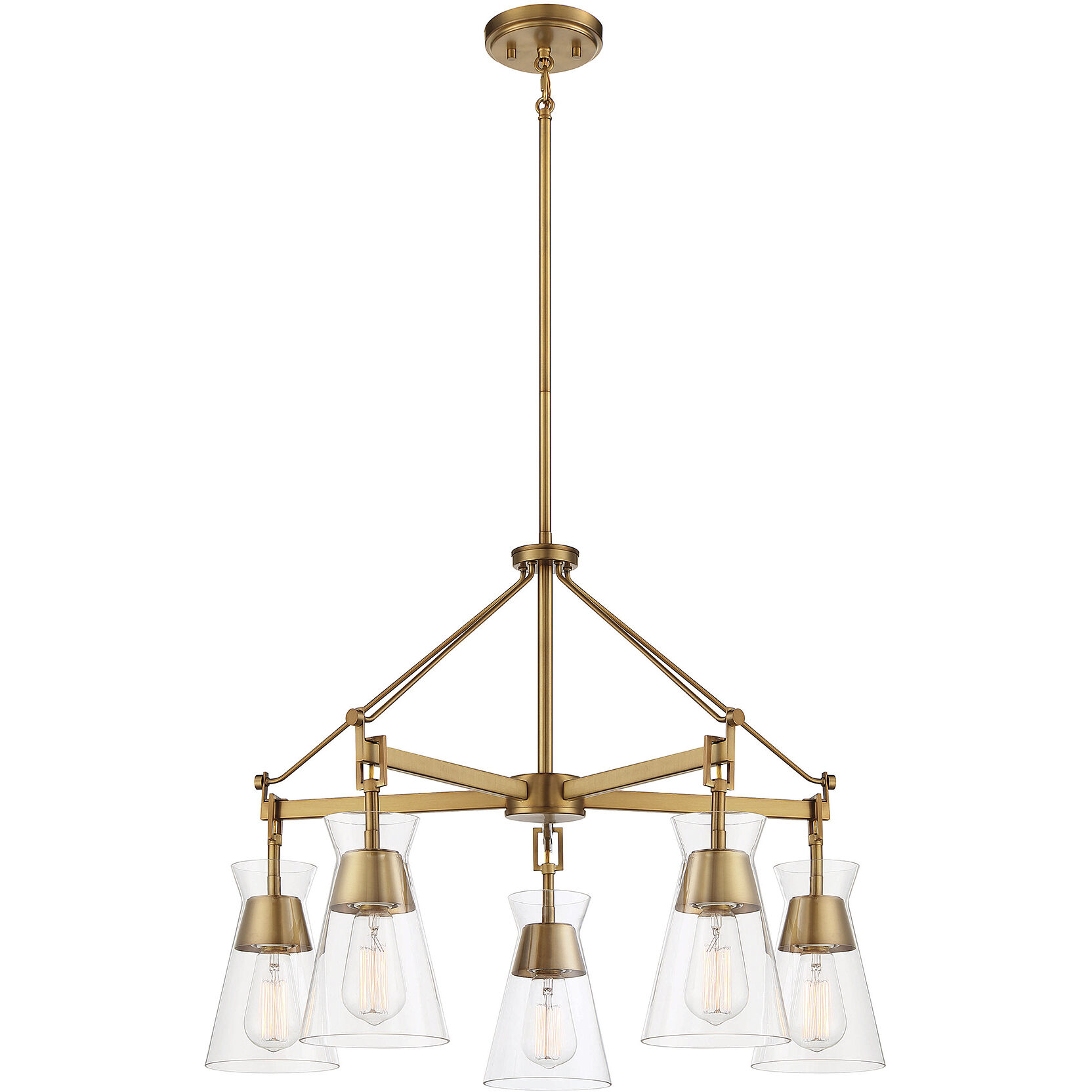 Lakewood 5 Light 28 inch Warm Brass Chandelier Ceiling Light, Essentials