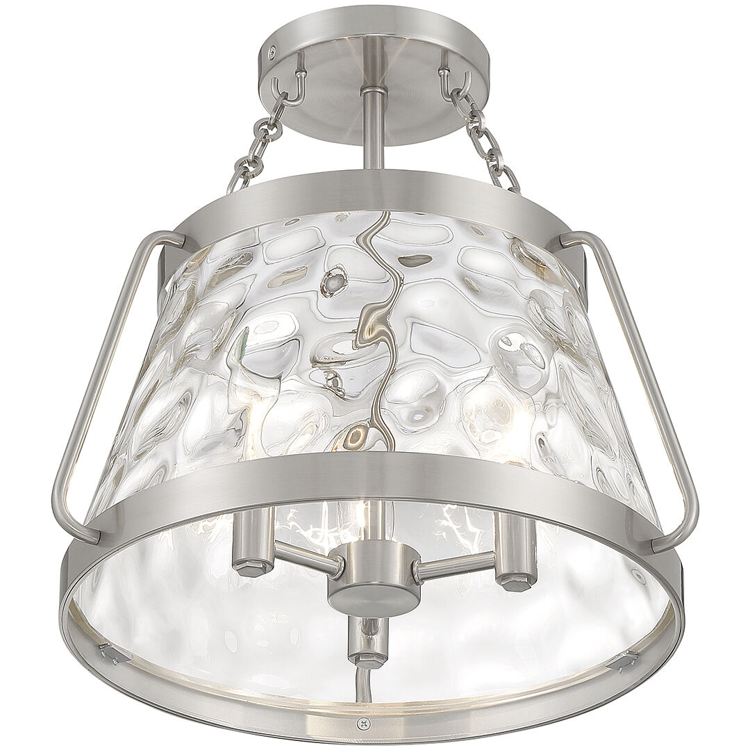 Crawford 3 Light 15 inch Satin Nickel Semi-Flush Ceiling Light
