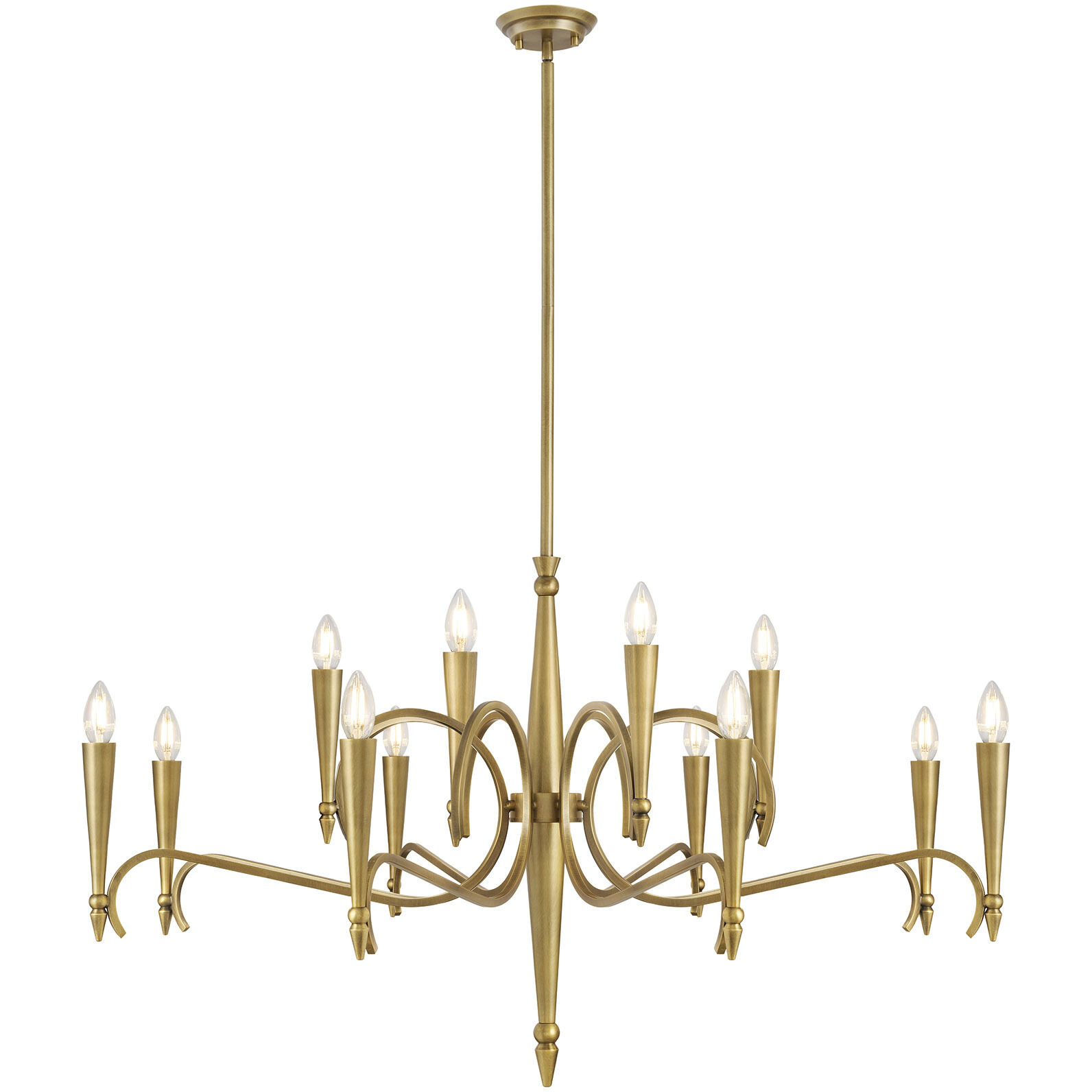 Tremont 12 Light 44 inch Riviera Brass Chandelier Ceiling Light
