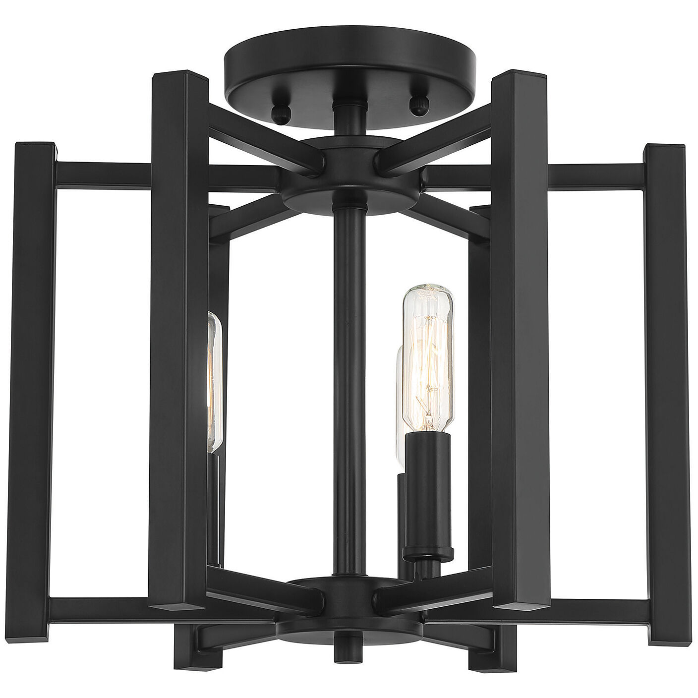 Benson 3 Light 13 inch Matte Black Semi-Flush Ceiling Light, Essentials