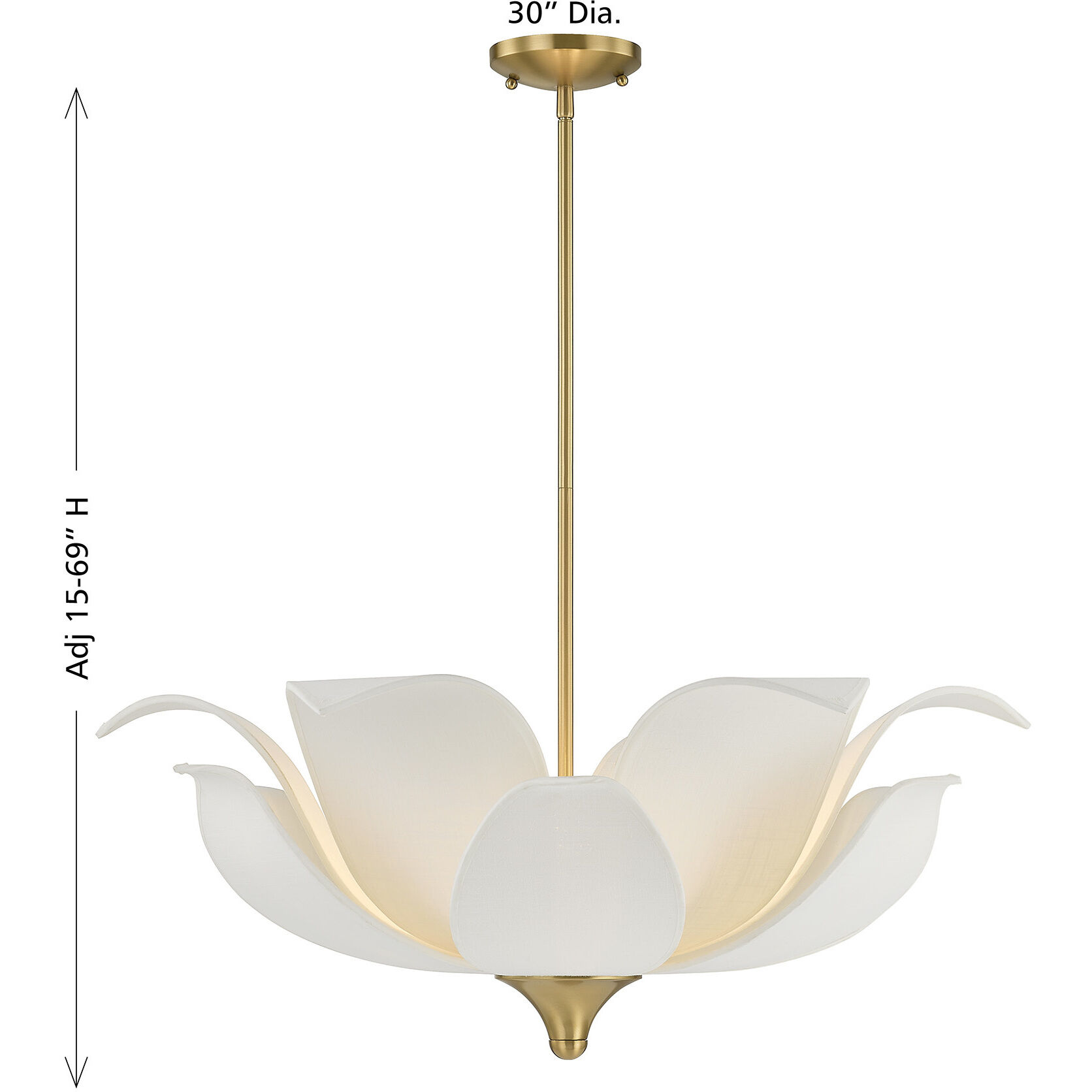 Elsie 6 Light 30 inch Warm Brass Covertible SemiFlush Ceiling Light