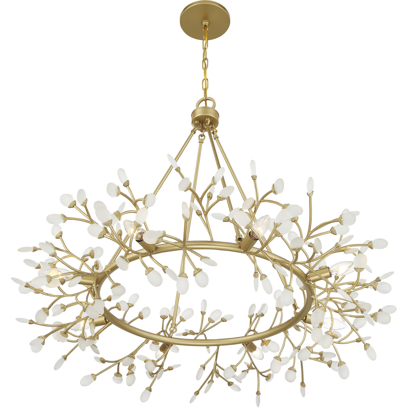 Once 8 Light 36 inch Spun Gold Chandelier Ceiling Light