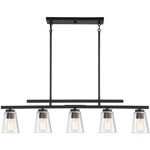 Calhoun 5 Light 40 inch Matte Black Linear Chandelier Ceiling Light, Essentials