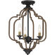 Westwood 3 Light 14 inch Barrelwood with Brass Accents Semi-Flush Ceiling Light