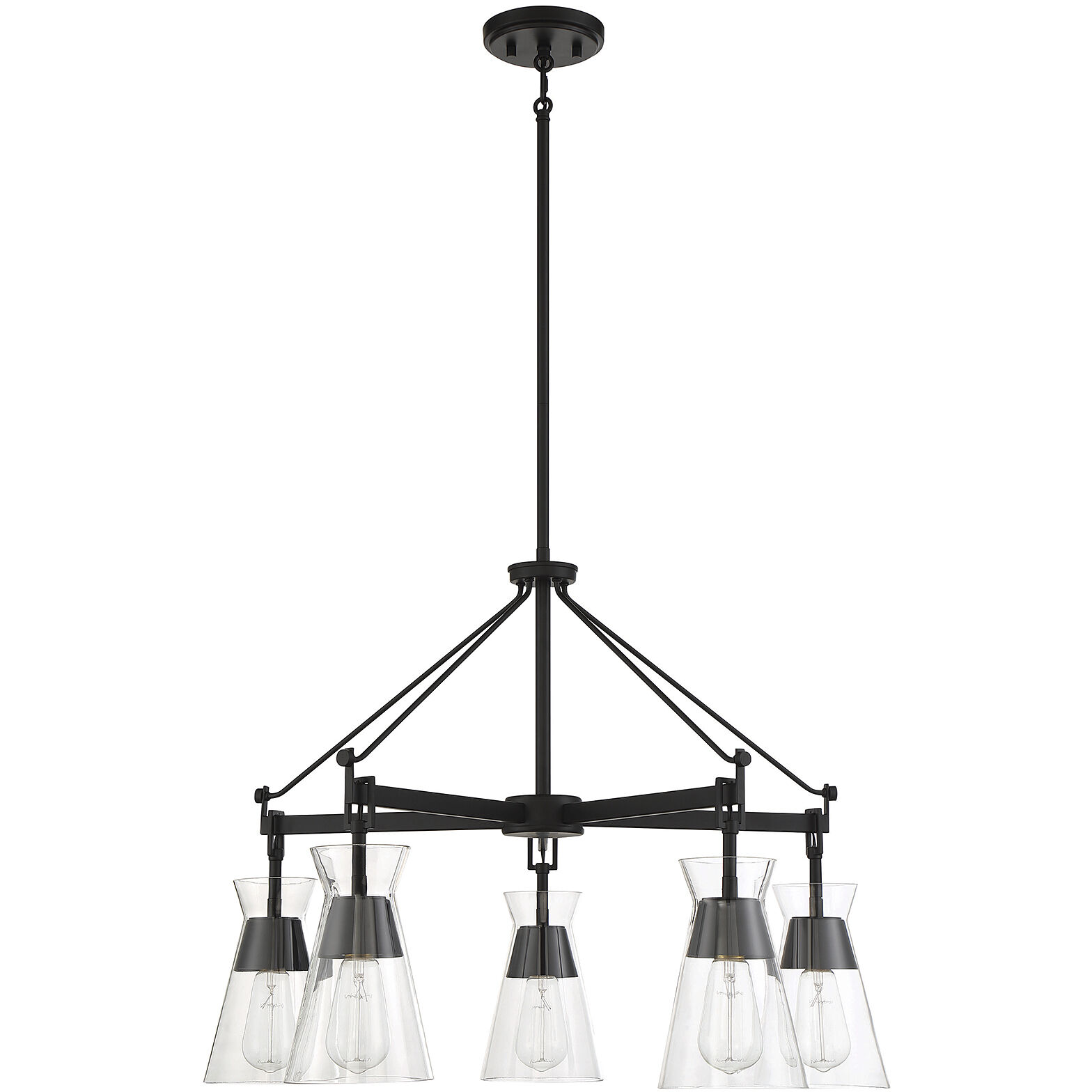 Lakewood 5 Light 28 inch Matte Black Chandelier Ceiling Light, Essentials