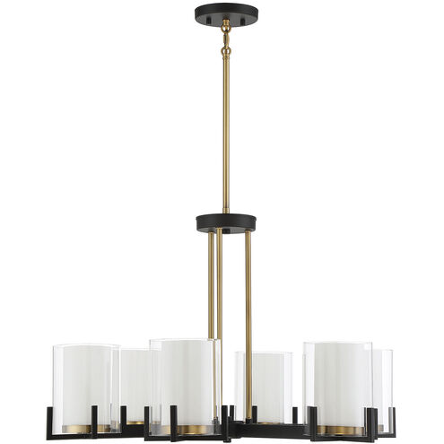 Eaton 6 Light 28 inch Matte Black with Warm Brass Accents Chandelier Ceiling Light